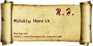 Mihály Henrik névjegykártya